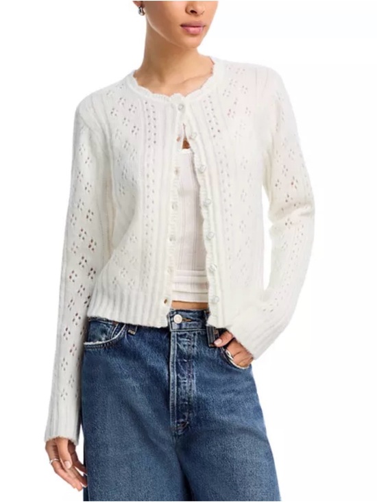 Aqua Sweaters - Aqua Cream Eyelet Knit Button-Front Cardigan